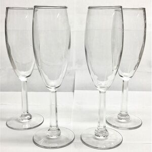 3/$40 Set of 4~ Vintage 80s Clear Stemware Long Faceted Stem Champagne Glasses